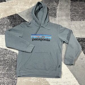 Patagonia Hoodie Men Small Gray Sweatshirt Logo Pullover Outdoors Gym Gorpcore